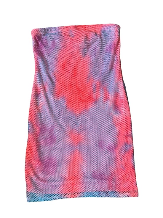 love J Dresses & Skirts - Tie-Dye Fish Net Mesh Tube Dress in Pink & Purple